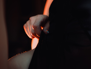 Girl in lingerie practicing praise kink