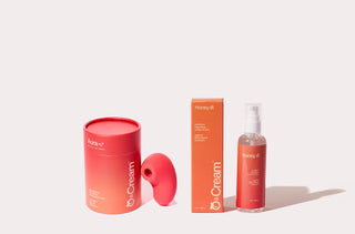 peach and cream aura clit stimulator and honey water based lubricant