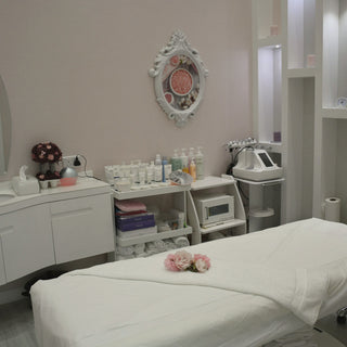 a quiet treatment room with a padded table