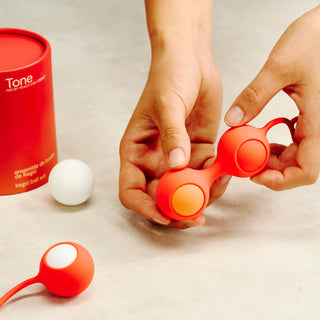 peach & cream tone progressive kegel ball set - seven weighted levels from 30g to 90g