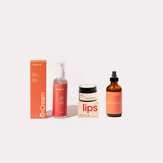 peach & cream essentials bundle - lips vulva balm, honey lubricant and clean toy cleaner