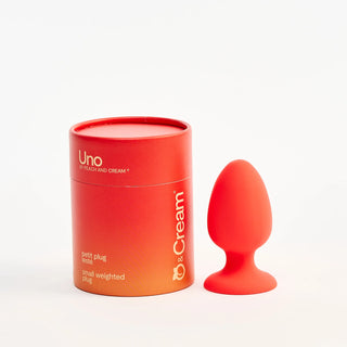 Peach and Cream Red silicone plug and packaging with 'Uno' branding on a white background